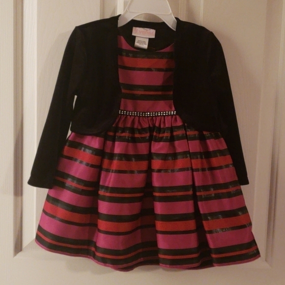Youngland Striped Dress with Velvet Jacket NWT - Picture 1 of 16